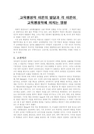 [교육행정학] 교육행정학 이론의 발달과 각 이론이 교육행정학에 미치는 영향