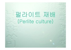 펄라이트경 (Perlite culture)