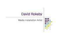 [미디어아트] David Rokeby 에 대한 발표프리젠테이션