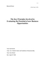 [벤쳐]The Key Principles Involved in Evaluating the Potential of New Business Opportunities