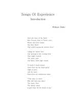 [영미시]William Blake의 Songs of Experience(경험의 노래) Introduction
