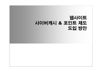 웹사이트 사이버 캐시 및 포인트 도입방안 기획서