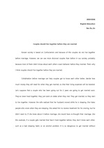 English Essay (Couples should live together before they are married)