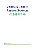 미국 현지 직종, 직업별 영문 이력서 (Resume)