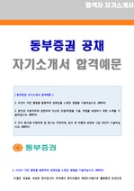 동부증권 자기소개서 우수예문 - 동부증권 합격자소서