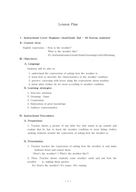 Lesson Plan/ How is the weather?