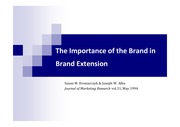 The Importance of the Brand in Brand Extension