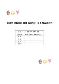 장애아동학습계획안.장애아동교육지도안,종이로 만들어진 물체 알아보기 교수학습과정안