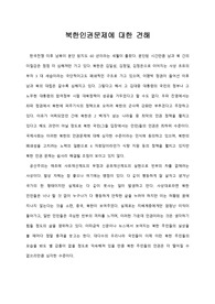 북한인권문제에 대한 견해
