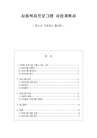 사회복지프로그램 사업계획서(청소년자원봉사활성화프로그램개발및평가)
