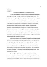 Lesson about being an artist from Painting of Picasso  (art history, writing for university student )