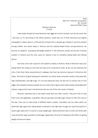 Cause and Effect Essay. obesity in America 미국 비만에 관해 쓴 에세이