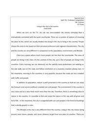 compare and contrast essay. 도시와 시골에 사는 것에 관해 비교 대조한 영어 에세이