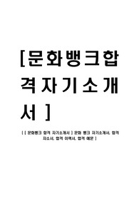 [ 문화뱅크 합격 자기소개서 ] 문화 뱅크 자기소개서, 합격 자소서, 합격 이력서, 합격 예문
