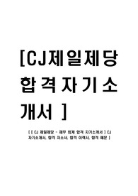 [CJ제일제당-재무회계부문합격자기소개서] CJ 자기소개서, 합격 자소서, 합격 이력서, 합격 예문