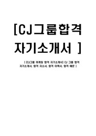 [CJ그룹 마케팅 합격 자기소개서] CJ 그룹 합격 자기소개서, 합격 자소서, 합격 이력서, 합격 예문