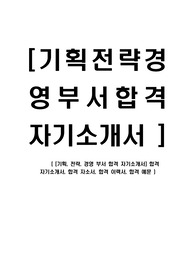 [기획, 전략, 경영 부서 합격 자기소개서] 합격 자기소개서, 합격 자소서, 합격 이력서, 합격 예문