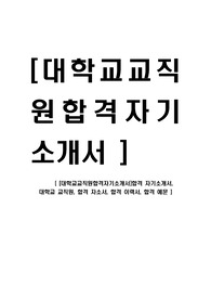 [대학교교직원합격자기소개서]합격 자기소개서, 대학교 교직원, 합격 자소서, 합격 이력서, 합격 예문