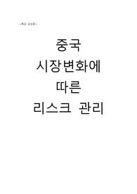 중국 시장변화에 따른 리스크 관리