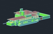   [CAD 캐드 도면] 로비하우스 Robie House 3D - 프랭크 로이드 라이트 Frank Lloyd Wright