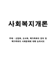 산업화, 도시화, 핵가족화의 정의 및 핵가족화의 사회문제에 대해 논하시오