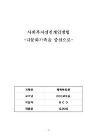   사회복지실천개입방법  다문화가족을 중심으로