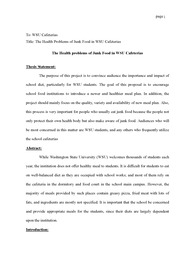 (영문리포트)The Health problems of Junk Food in WSU Cafeterias
