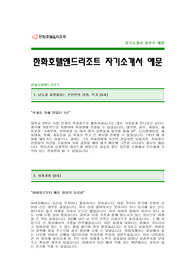 [한화호텔앤드리조트자기소개서] 한화호텔앤드리조트 자기소개서 예문 -한화호텔앤드리조트합격자기소개서(한화호텔리조트합격자소서) -한화호텔앤리조트 공채 입사지원서(한화호텔 한화리조트)