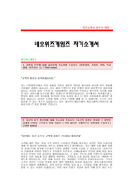 [네오위즈게임즈자기소개서] 네오위즈게임즈(게임그래픽디자이너)자기소개서예문,네오위즈게임즈(게임그래픽디자인)합격자소서샘플,네오위즈게임즈신입채용자기소개서족보