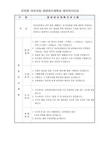 유치원 어린이집 영양관리계획과 영유아식단표