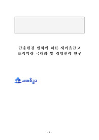 금융환경 변화에 따른 새마을금고 조직역량 극대화 및 경영전략 연구