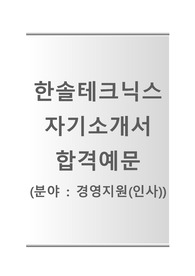 [한솔테크닉스-경영지원(인사팀)자기소개서]한솔테크닉스자소서+[빈출면접기출문제] 한솔테크닉스공채자기소개서 한솔테크닉스채용자소서 한솔테크닉스합격자기소개서