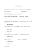 [Resume]호주 워킹홀레데이 이력서 Working holliday resume
