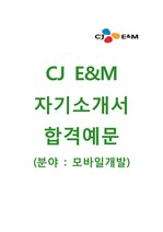 [CJE&M-모바일개발합격자기소개서]CJ E&M자소서와 면접기출문제 CJE&M공채자기소개서 CJE&M채용자소서 CJ이앤엠자기소개서