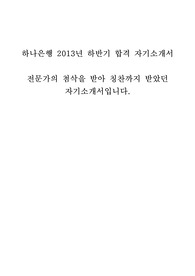하나은행 2013 하반기(PB개인금융) 최종 합격 자기소개서