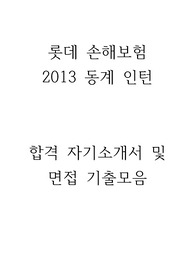 롯데 손해보험 2013 동계인턴 최종합격 자기소개서