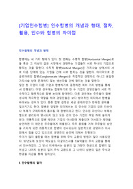 [기업인수합병] 인수합병(M&amp;A)의 개념과 형태, 절차, 활용, 인수와 합병의 차이점