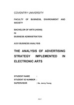 THE ANALYSIS OF ADVERTISING STRATEGY IMPLEMENTED IN ELECTRONIC ARTS