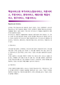핵심서비스와 부가서비스(정보서비스, 자문서비스, 주문서비스, 환대서비스, 예외사항 해결서비스, 청구서비스, 지불서비스)