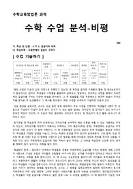 수학교육방법론-수학 수업 분석 (기술과 비평)