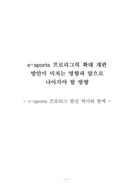 e-스포츠 발전역사와 프로리그 확대개편방안