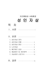 [프리미엄 자료][인간행동과 사회환경]성인자살, 성인자살 정의, 성인자살 현황, 성인자살 원인, 베르테르 효과, 해결방안 및 관련정책