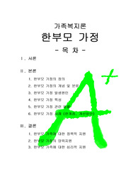 [가족복지론]한부모가정, 한부모 가정의 개념, 한부모 가정 발생원인, 한부모 가정 특성, 한부모가정관련법률