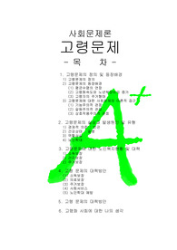 [A+++프리미엄자료][사회문제론]고령문제, 고령문제의 정의, 고령문제의 실상, 고령문제의 발생원인, 고령문제의 유형, 고령문제의 복지현황, 고령문제에대한 대책