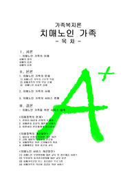[A+++프리미엄자료][가족복지론]치매노인 가족, 치매노인 가족의 이해, 치매노인 가족의 문제, 치매노인 가족의 사례, 치매노인 가족을 위한 대책