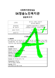 [A+++프리미엄자료][사회복지현장실습]sk청솔노인복지관실습보고서