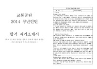 2014 하반기 한국교통공사 청년인턴 합격 자소서
