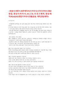 [자기소개서]-방송사,언론사,외주제작사,디자이너,시각디자이너,영상편집,영상디자이너,AE,CG,모션그래픽,영상제작,PD,AD,FD,편집디자이너,연출,방송 제작,영상제작