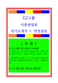 CJ그룹 식품영업팀(영업관리, 영업팀) 자기소개서 및 면접족보, 채용정보, 합격스펙