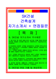 [추천][합격 자기소개서] 2019 SK건설 건축설계분야(대졸공채) 자기소개서, 건축기사 합격자소서, SK건설 합격자기소개서, 면접족보